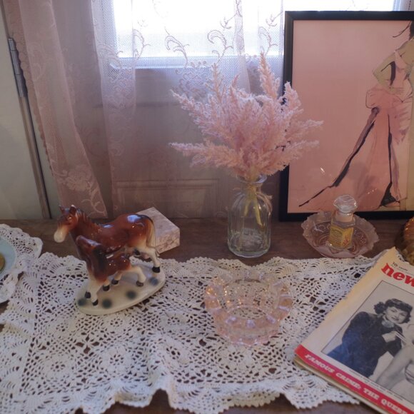 Beautiful Vintage Light Pink Cherry Blossom Depression Glass Bowl By Jeannette - Picture 8 of 13